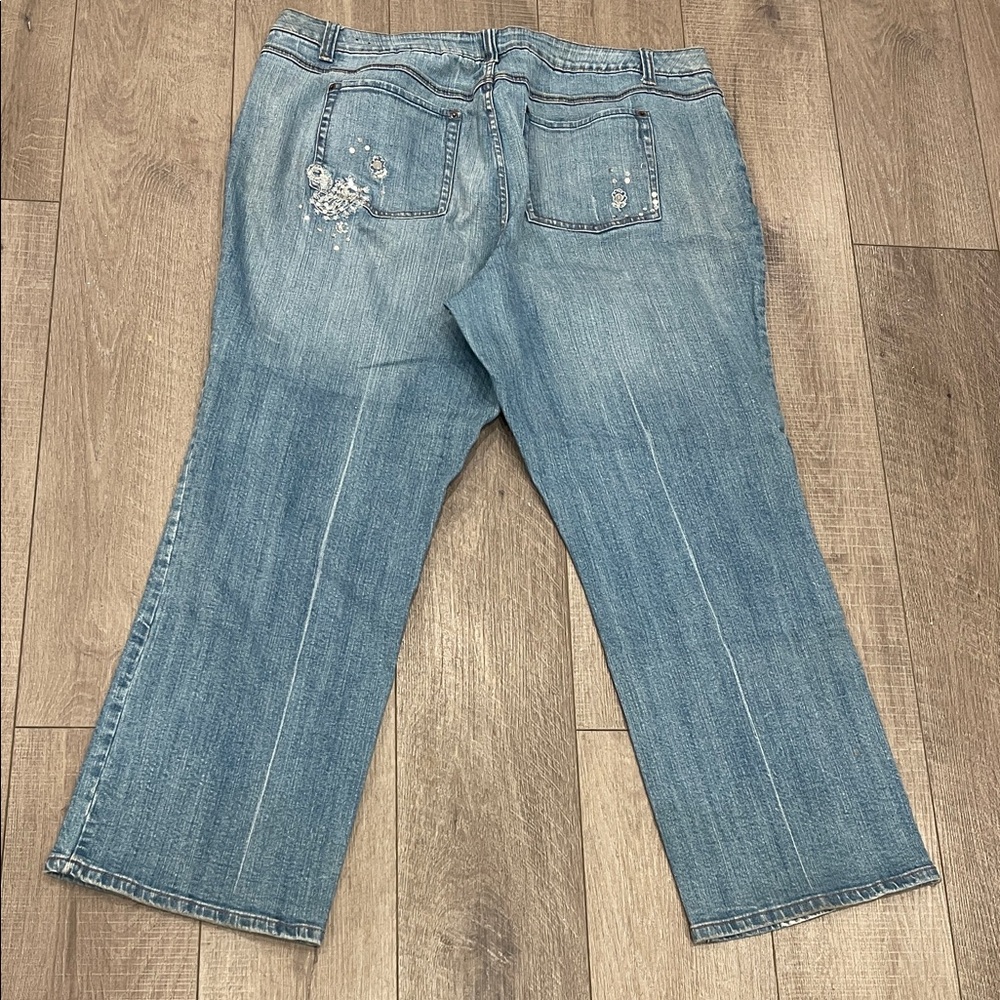 Venezia Light Blue Embellished and Detailed Flare Jeans Size 22 - Picture 2 of 7